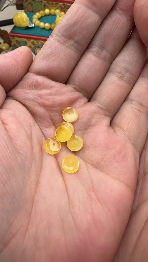 琥珀未镶嵌珠宝奇石精工隔片手串6片HZ325