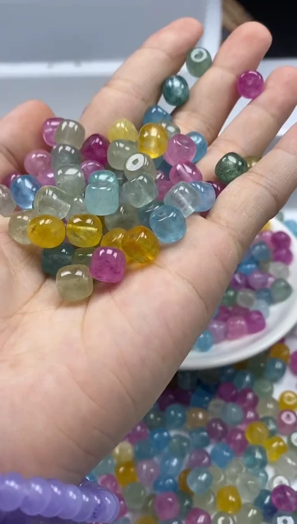 未镶嵌颈饰碧玺W2503彩虹碧玺老型8*7MM*20颗