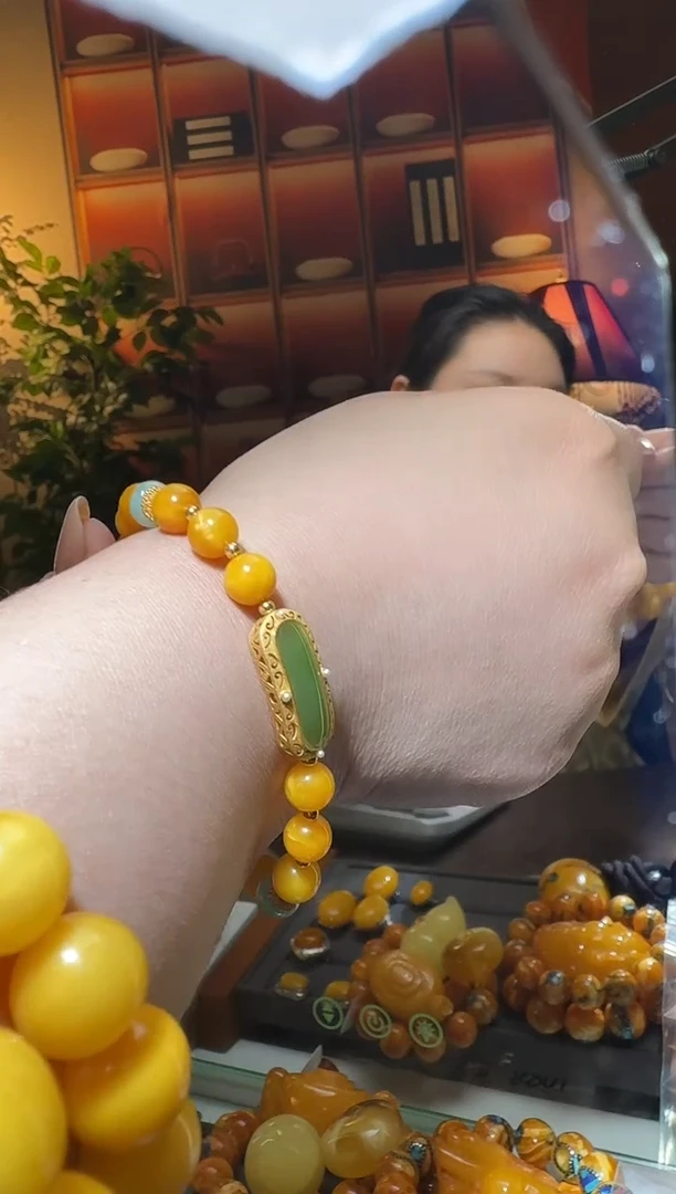 蜜蜡颈饰银S925镶嵌0869天然蜜蜡珠宝奇石全都保真