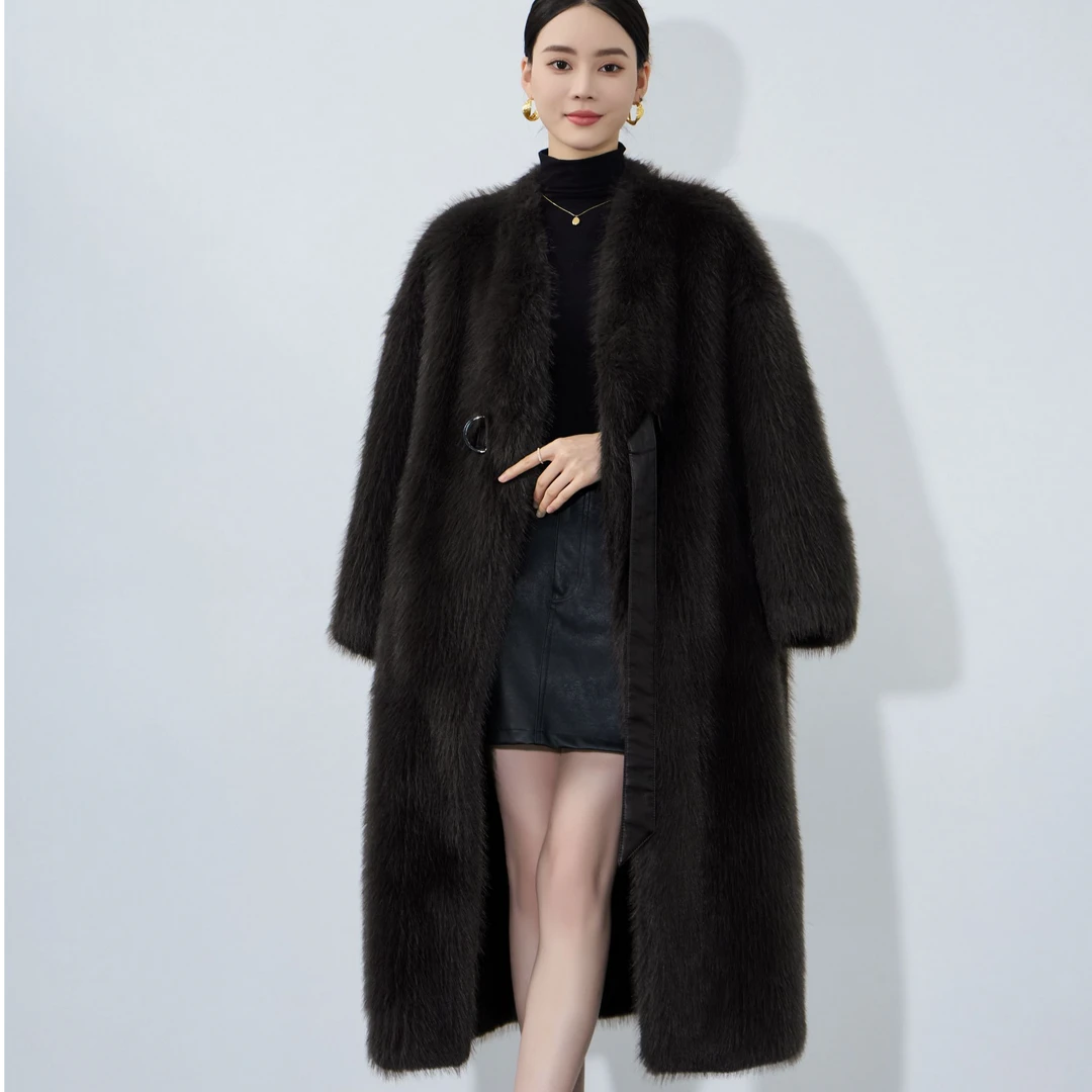 2025新品冬季发布小狐貂长款风衣休闲百搭时尚气质女款大衣