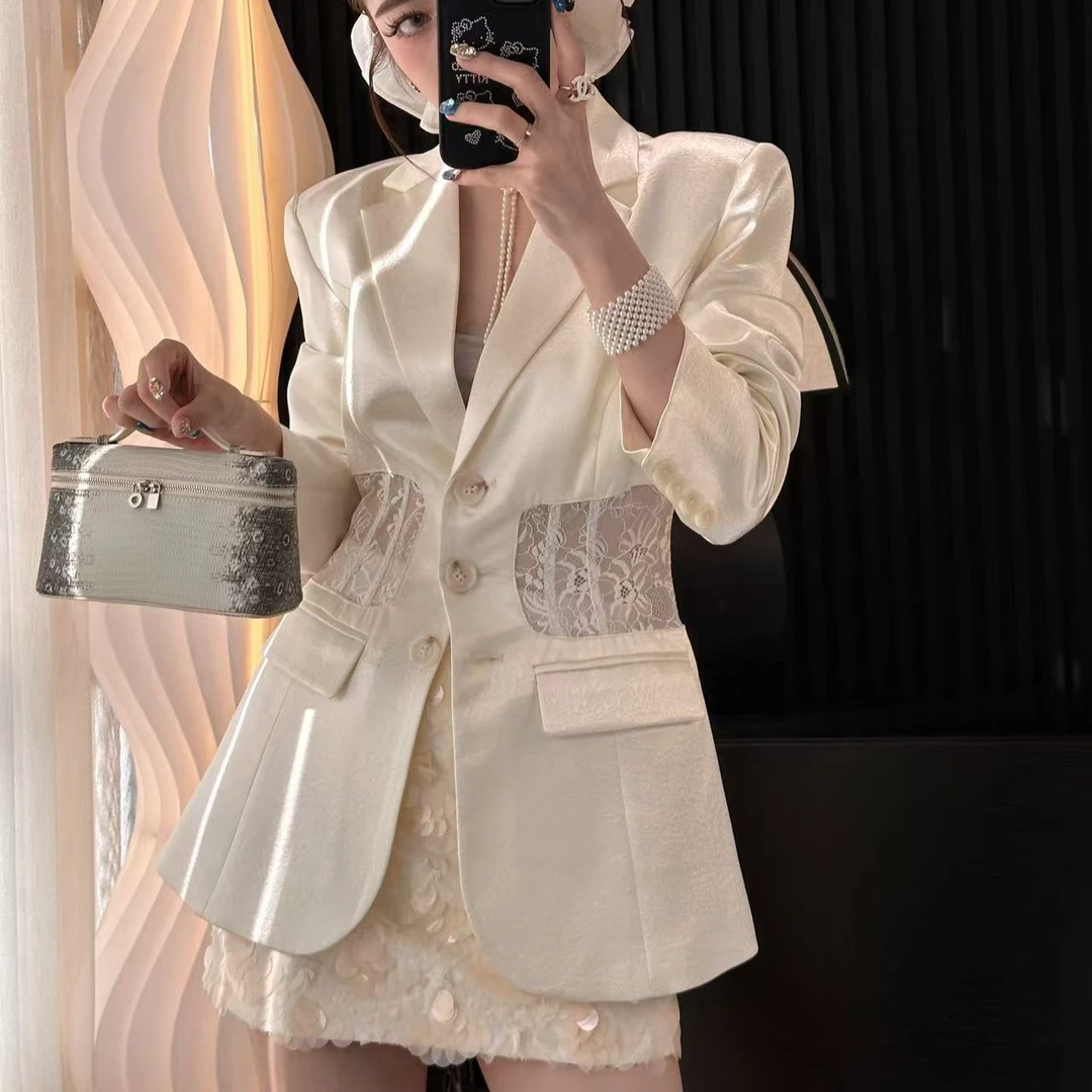 TongTong女系 新品法式轻奢高贵典雅高端设计师款 镂空西装外套