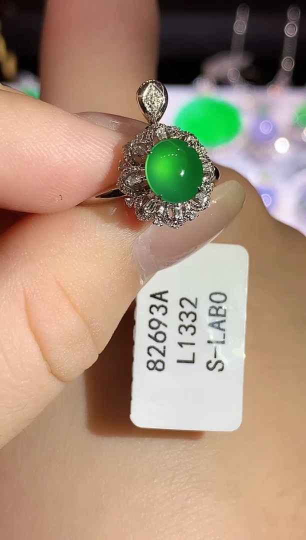翡翠戒指18K金镶嵌L1332多样性发其一
