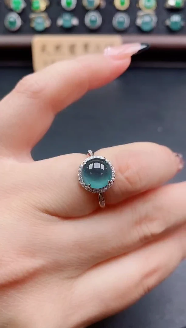 银S925镶嵌戒指翡翠1