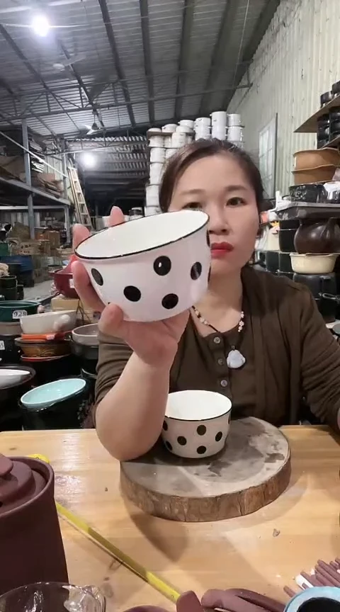 瑕疵波点米饭碗四个