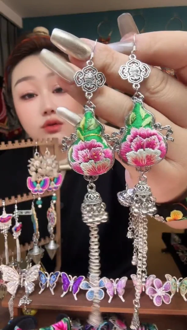 刺绣纯手工民族风刺绣耳环