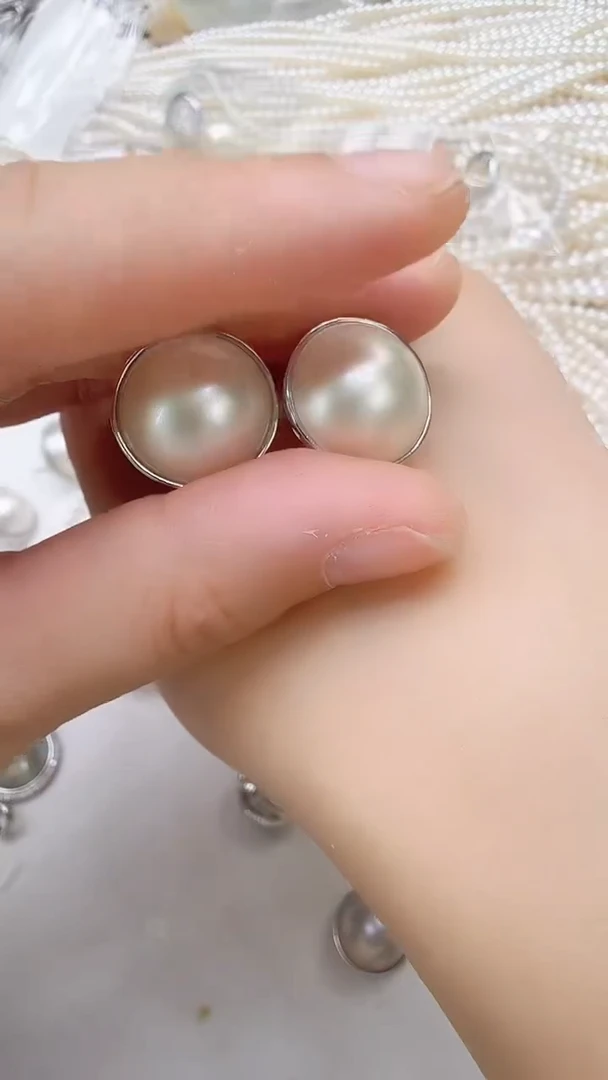 耳饰合金拼合珍珠（马贝珠）光板光板银色