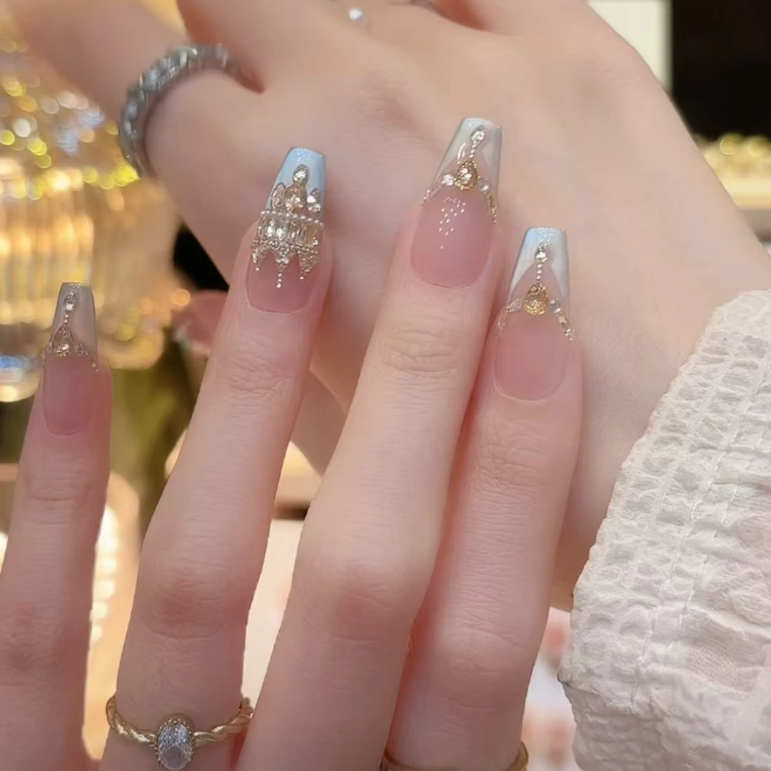 只有你【气质女王】ins百搭气质显白重工猫眼带钻指甲贴美甲贴片