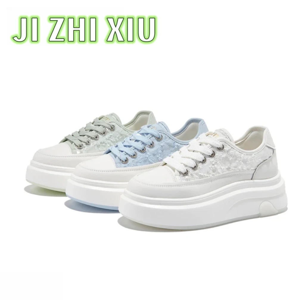 2025夏季小香风透气舒适轻便百搭时尚休闲鞋网面鞋厚底真皮女鞋清