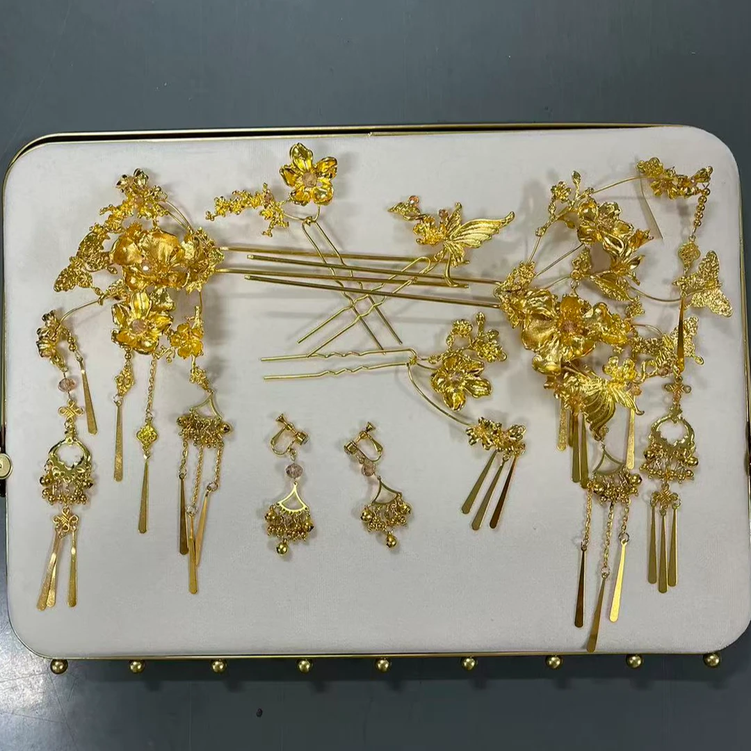 金色中式龙凤褂百搭新娘结婚饰品395