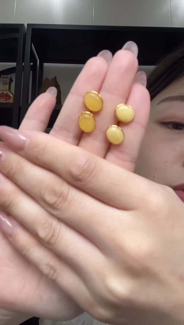 银S925镶嵌蜜蜡耳饰耳饰多样性发其一xa014