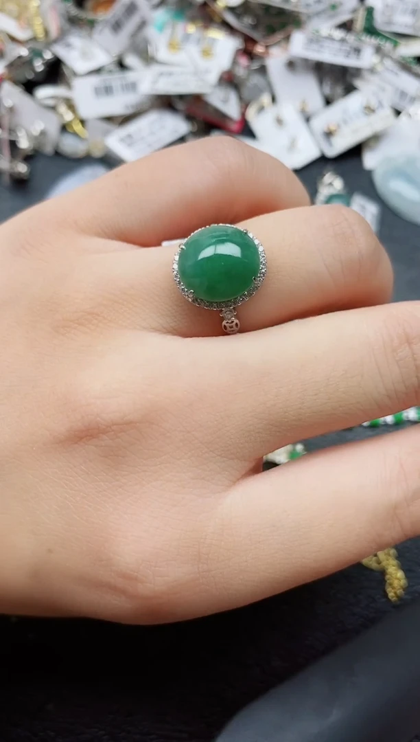 银S925镶嵌戒指翡翠1