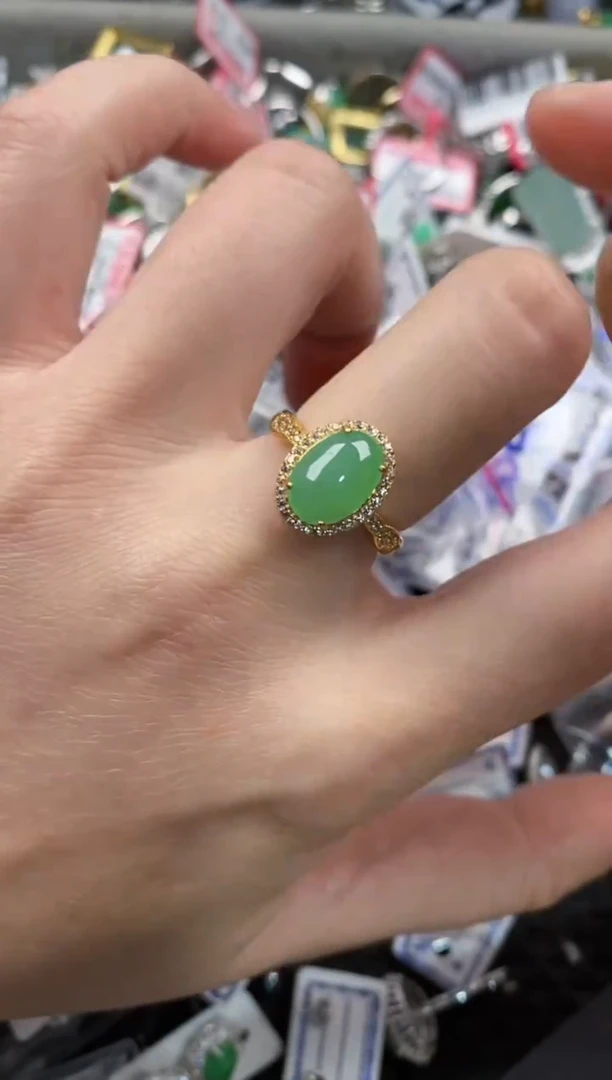 银S925镶嵌戒指翡翠999               10