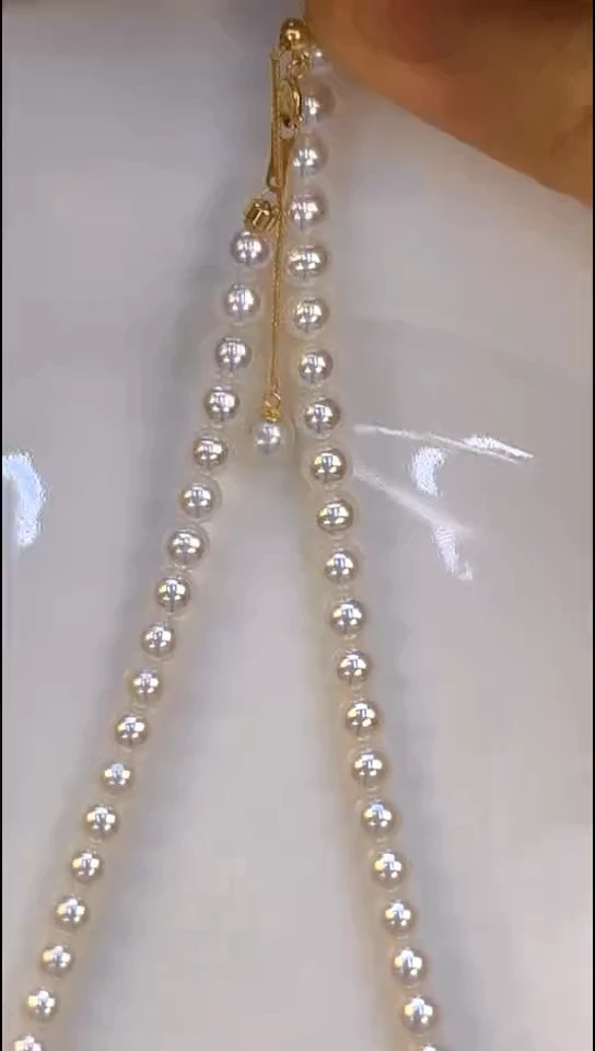 淡水珍珠18K金镶嵌项链5-6
