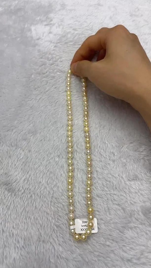 海水珍珠银S925镶嵌项链AK羽皇金6.5-7mm