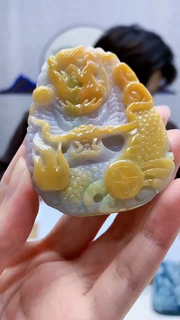 未镶嵌定制翡翠5145zm-毛货挂件龙牌66