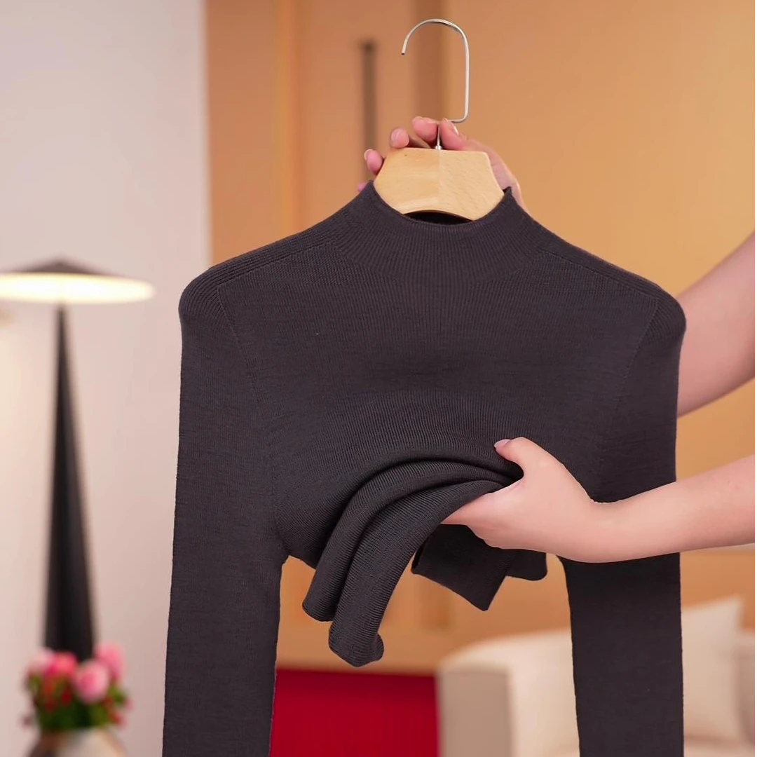 【100%精纺羊毛衫】冬季新款长袖可机洗女款针织百搭显瘦羊毛衫02