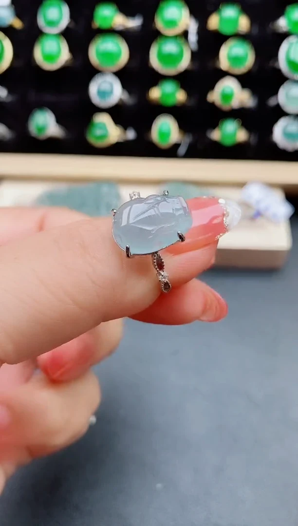 【闪购商品】翡翠戒指银S925镶嵌085080