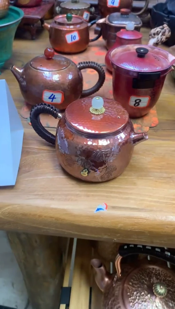 紫铜簪刻鎏金葫芦闷泡壶