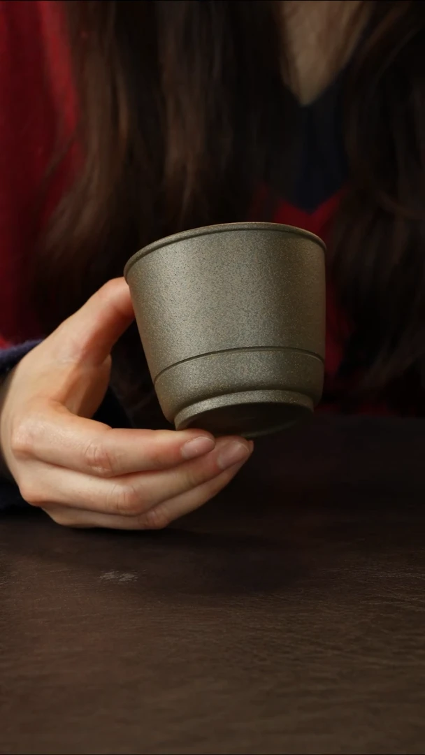 茶杯紫砂柴烧主人杯 黄金段泥