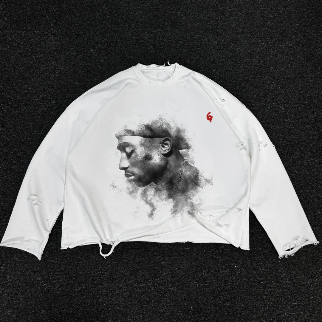 TWO-G穿到400斤 穿到2.2米 嘻哈街头加厚100％棉重磅TUPAC卫衣