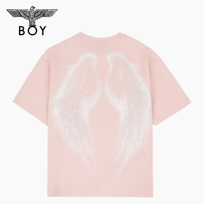 【人间精灵】BOYLONDON25新款春夏情侣款百搭粉色针织短袖T恤N01145