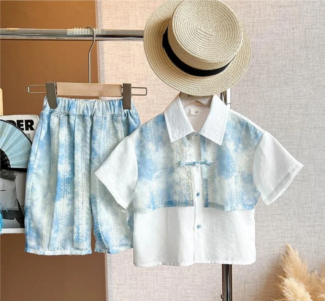 男童夏装汉服国风套装新中式2025新款儿童夏季唐装短袖两件套宝宝