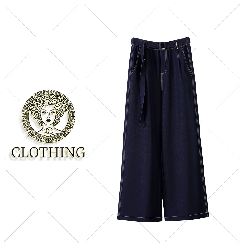 【CLOTHING/原创设计】“轻奢风”时装免洗牛仔阔腿裤.坠感腰带款