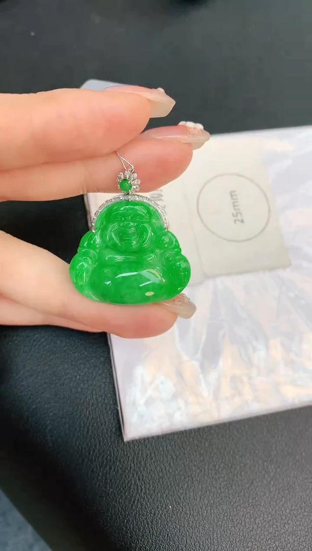 翡翠18K金镶嵌颈饰赠礼盒证书 珍珍