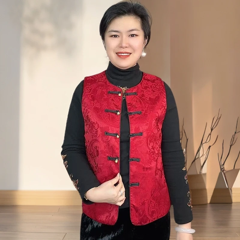 小兰女装新款中式复古双面穿马甲【锦上添花】网红百搭女士提花马夹