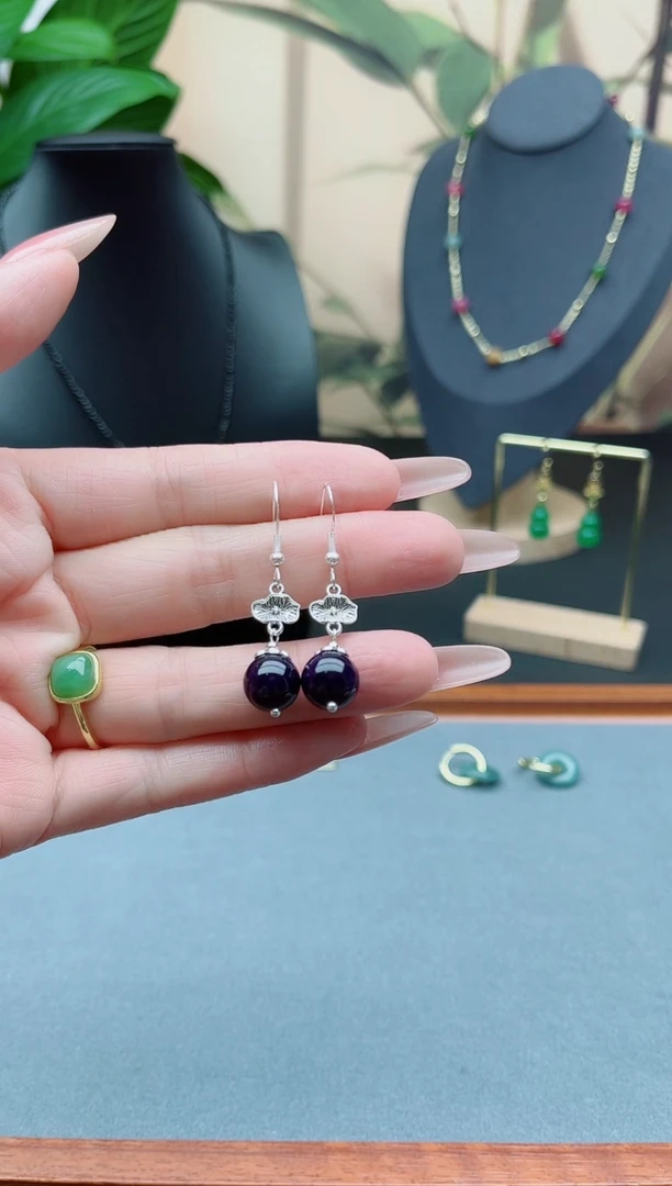 【闪购商品】玛瑙/玉髓耳饰银S925镶嵌231