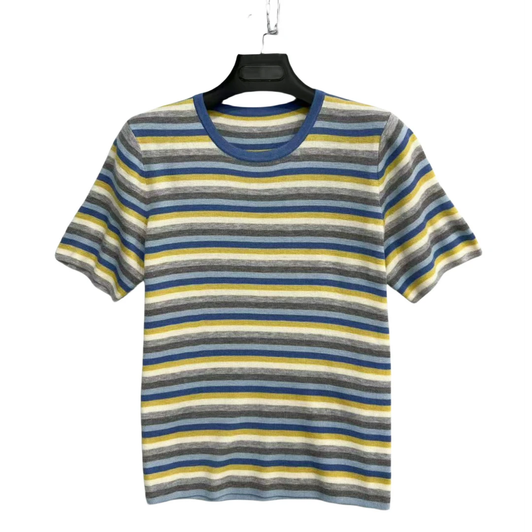 56253  圆领  彩条   时尚  百搭  休闲  毛针织衫