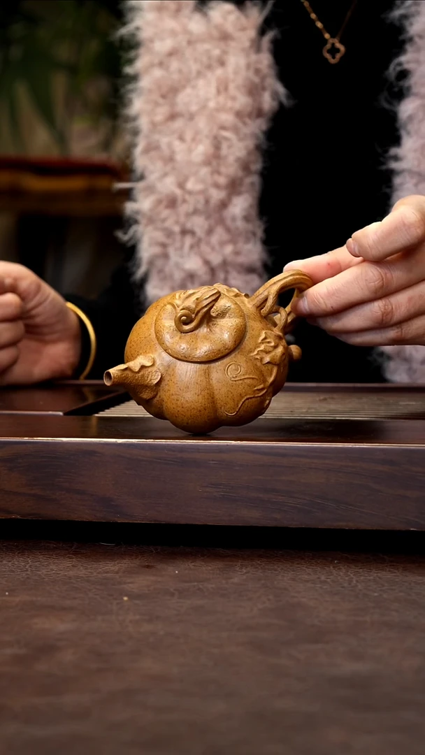 茶壶紫砂黄金段泥还原烧小南瓜140cc左右