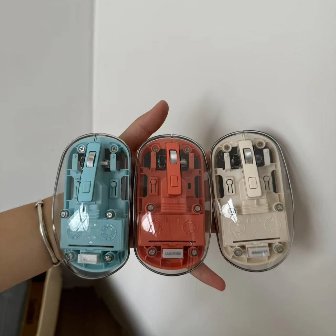 准新品 其他 罗摩 魔力猫M100透明双模无线鼠标USB蓝牙通用