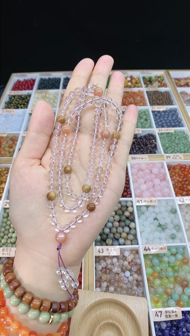 【闪购商品】水晶手串未镶嵌白水晶108颗多样性发一