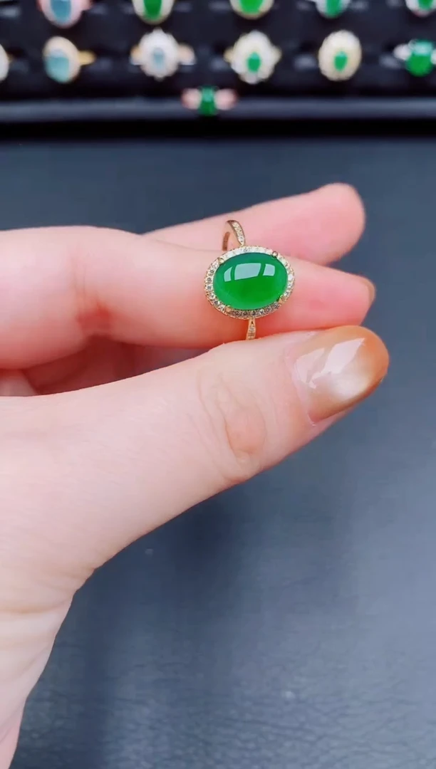 【闪购商品】翡翠戒指银S925镶嵌天然a货翡翠24