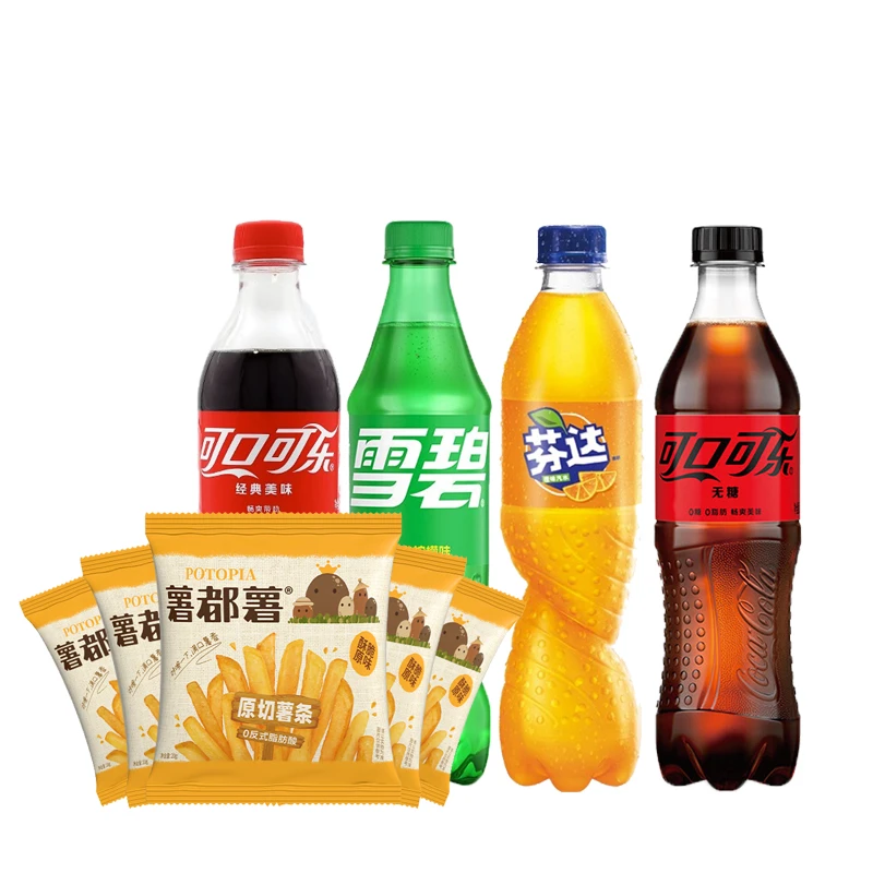 无糖可口可乐汽水500ml*10瓶+薯都薯薯条组合装 新老包装随机发