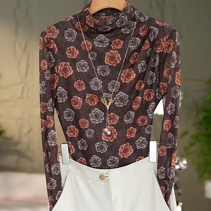 175#高贵上档次小衫2025新款潮流气质时尚显瘦网纱打底衫上衣