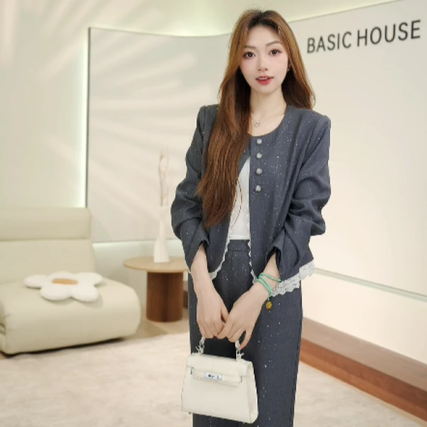 Basic House/百家好2025春季时尚气质百搭休闲套装M25CT013