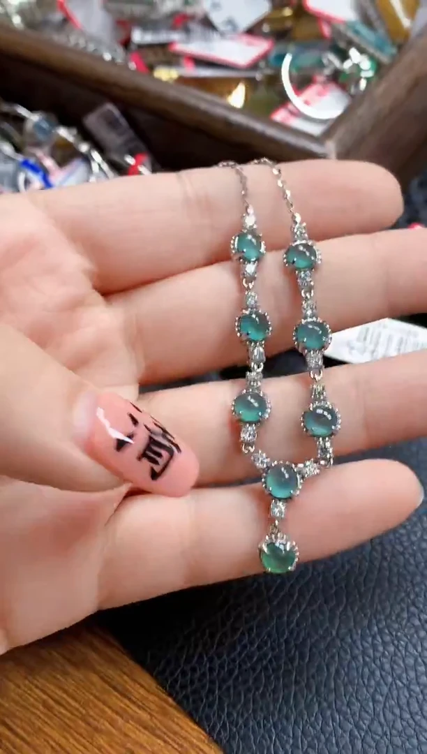 银S925镶嵌戒指翡翠天然A货缅甸翡翠