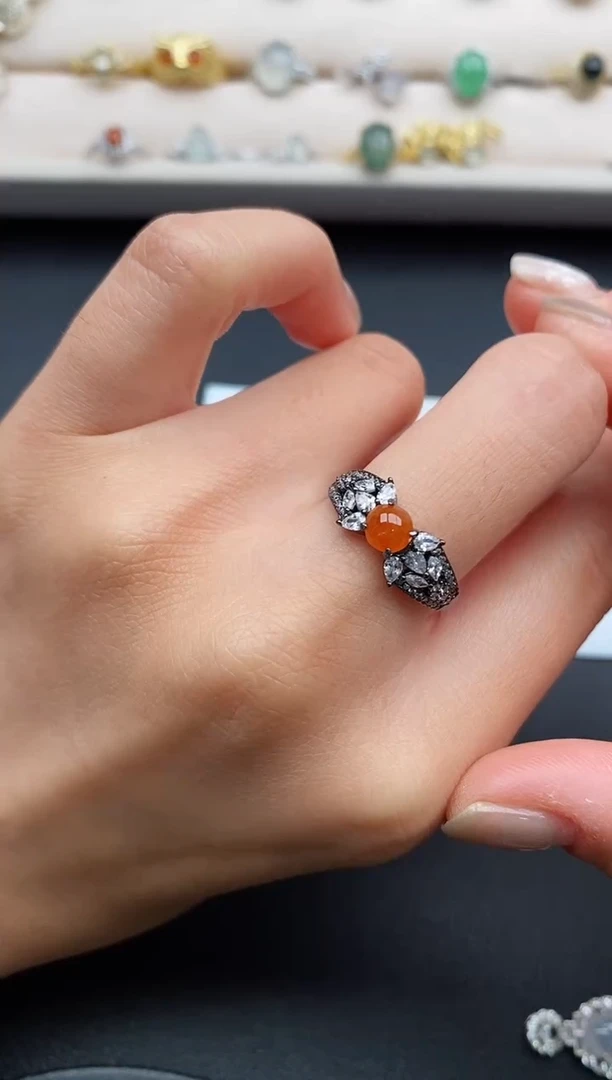 银S925镶嵌戒指翡翠22222222+6