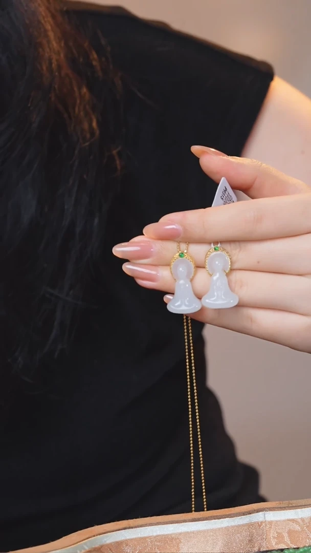 和田玉18K金镶嵌吊坠(不含链)（多样性发一）（二）@@N9190