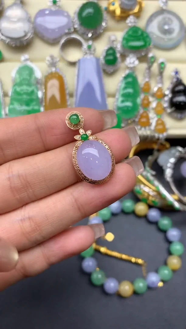 颈饰18K金镶嵌翡翠279-中国好珍宝