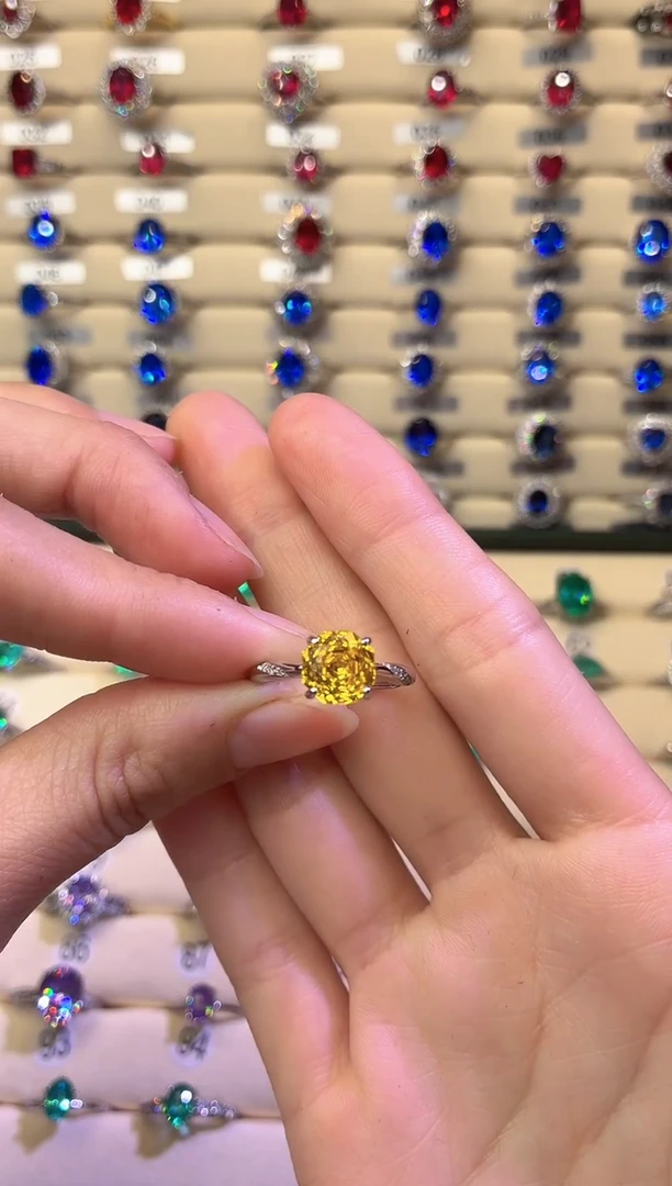 戒指彩色蓝宝石银S925镶嵌0000