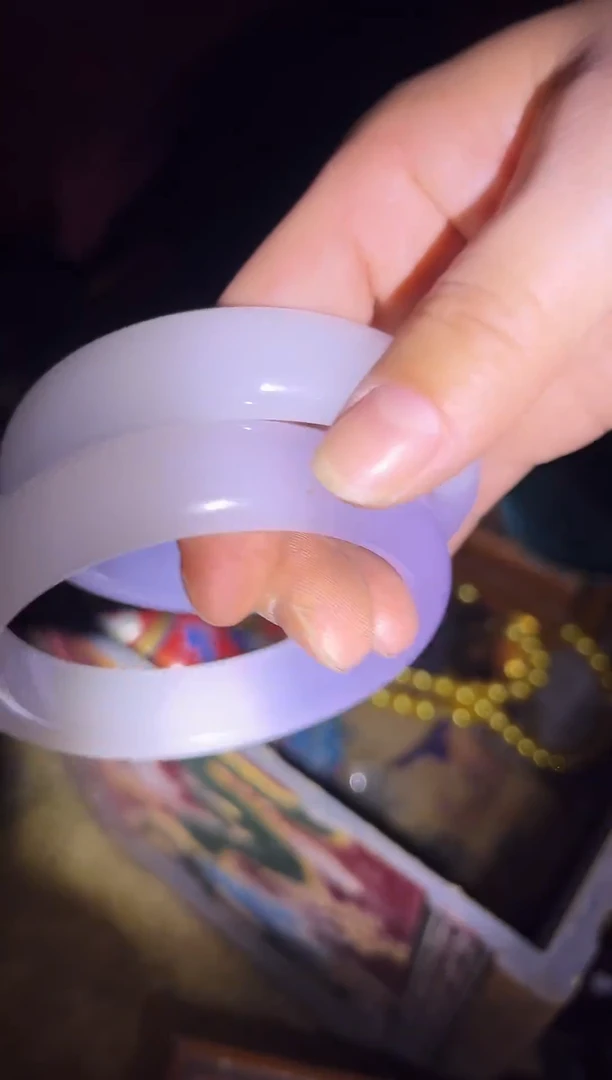 和田玉手镯未镶嵌和田玉淡紫手镯 一只