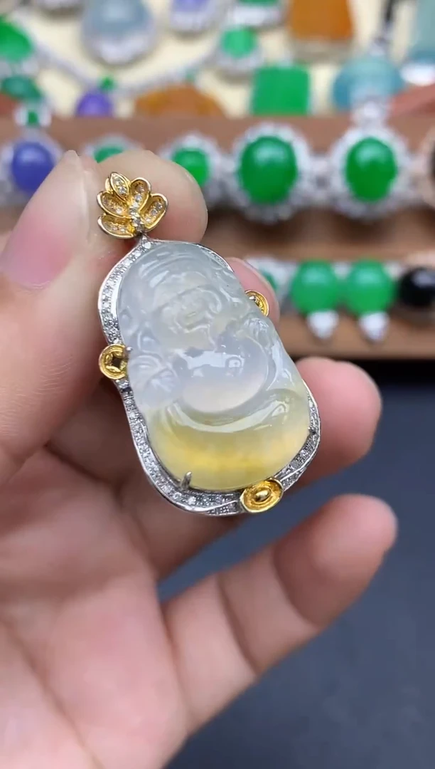 颈饰18K金镶嵌翡翠359-中国好珍宝