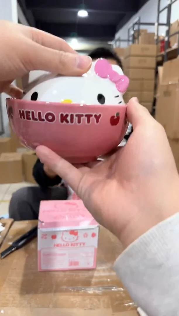 瓷片B款原盒kt猫带盖泡面碗