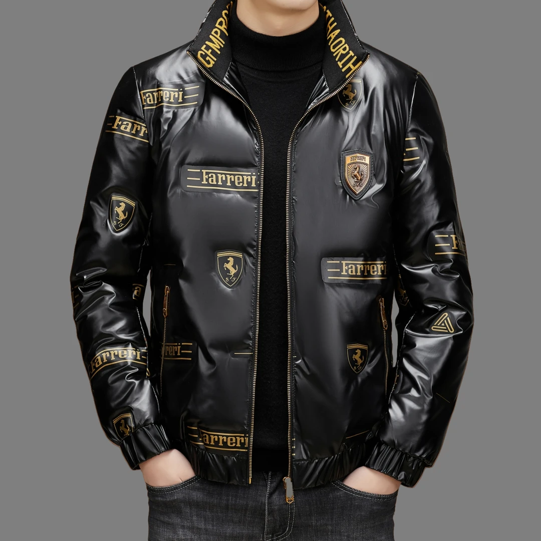 冬季新款男士立领亮面短款羽绒服男款休闲潮流加厚白鸭绒保暖外套