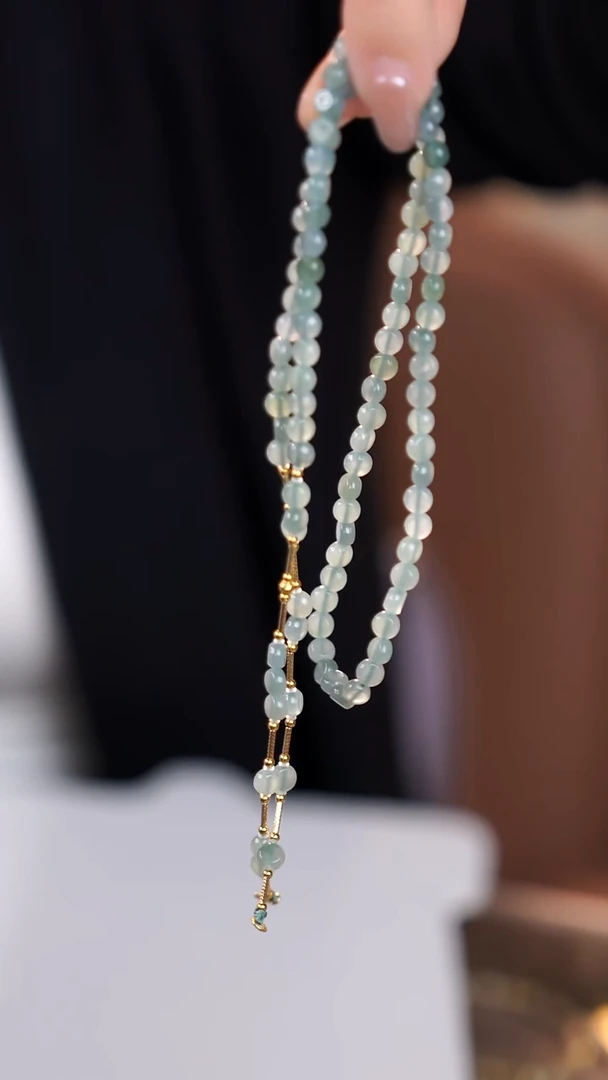 项链18K金镶嵌翡翠@