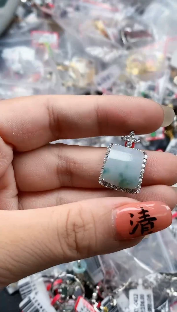 银S925镶嵌戒指翡翠天然A货缅甸翡翠