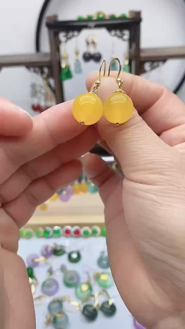 14K金镶嵌耳饰玛瑙/玉髓80